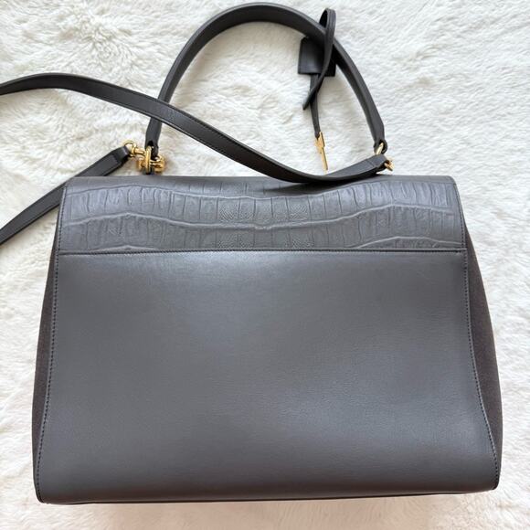 SAINT LAURENT Calfskin Crocodile Embossed Medium Moujik Top Handle Authentic - Picture 9 of 16